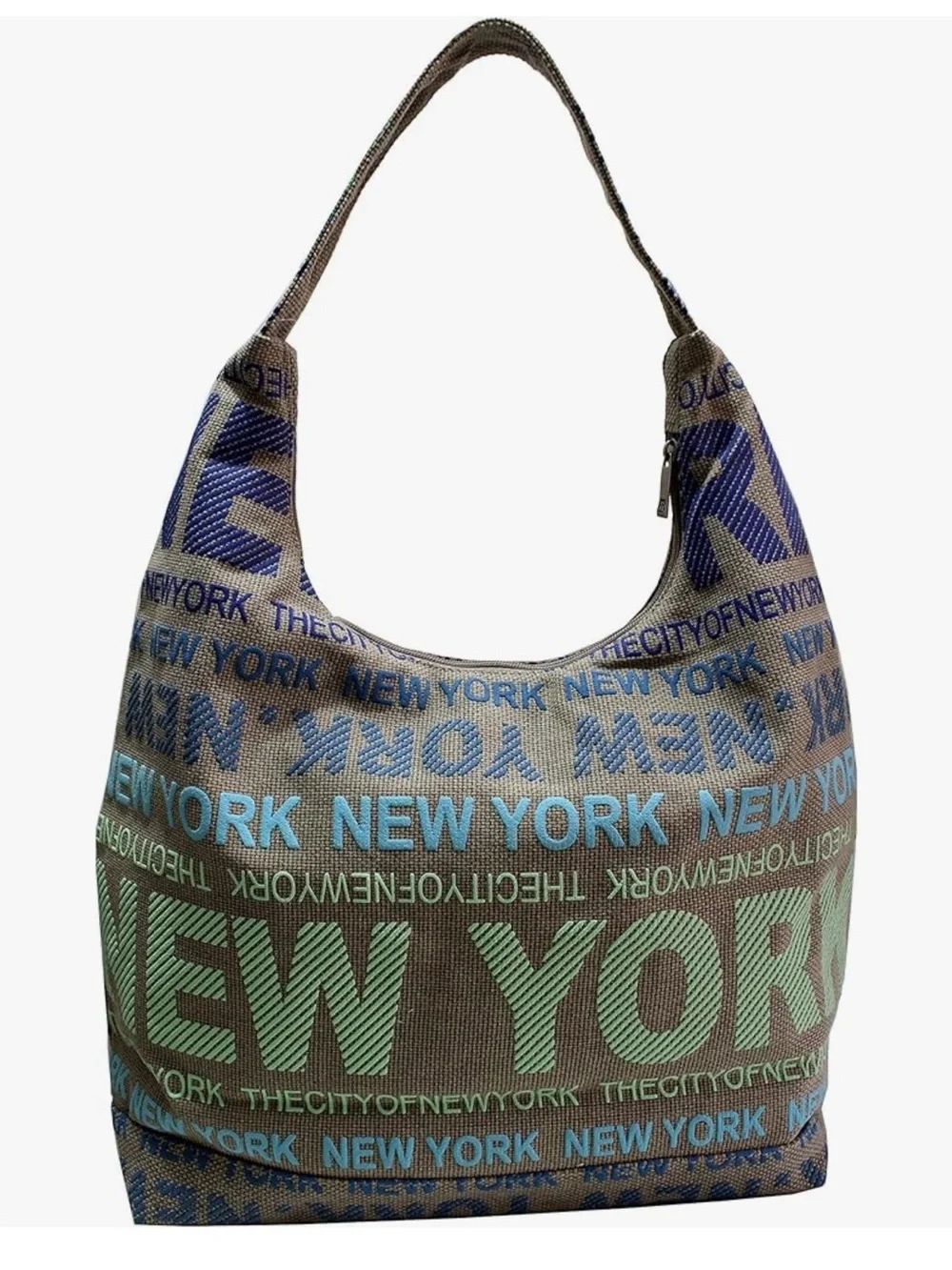 Robin Ruth NEW YORK Canvas Shoulder Bag - Beige, Blue, Aqua